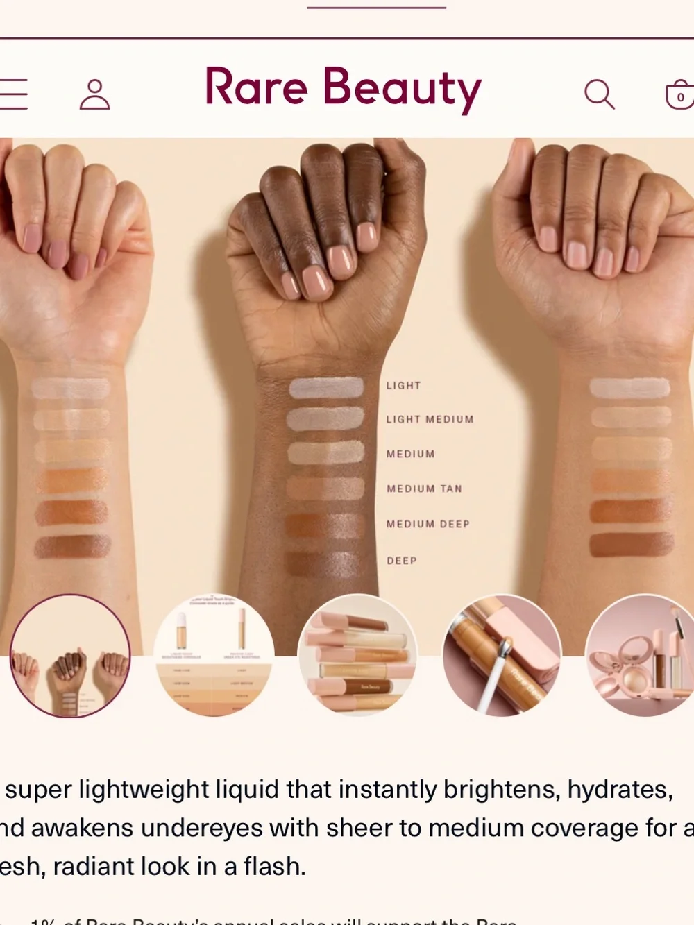 Rare Beauty Positive Light Under Eye Brightener- Shade Light